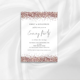 Elegant Rose Gold Glitter Wedding Evening Party Invitation