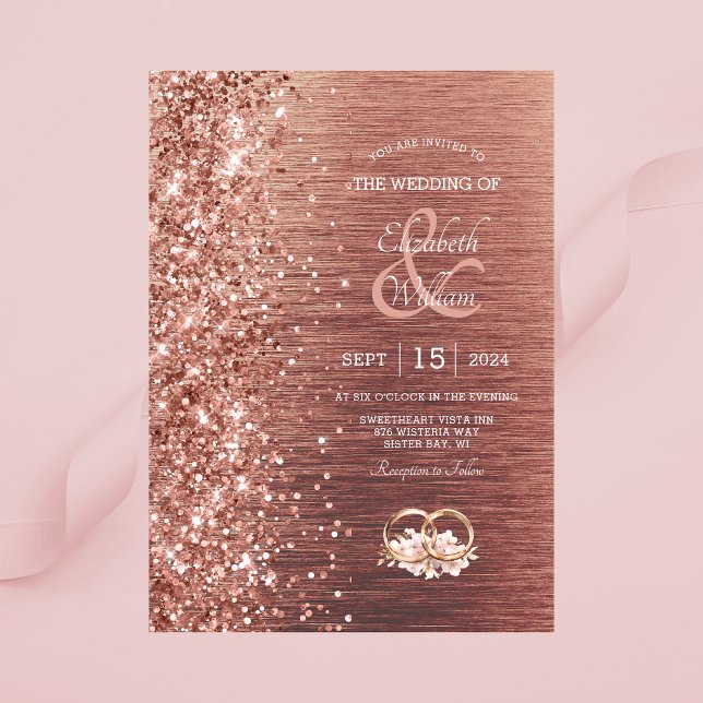 Elegant Rose Gold Glitter Wedding Invitation (Creator Uploaded)