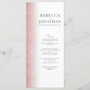 Elegant Rose Gold Glitter Wedding Menu Card