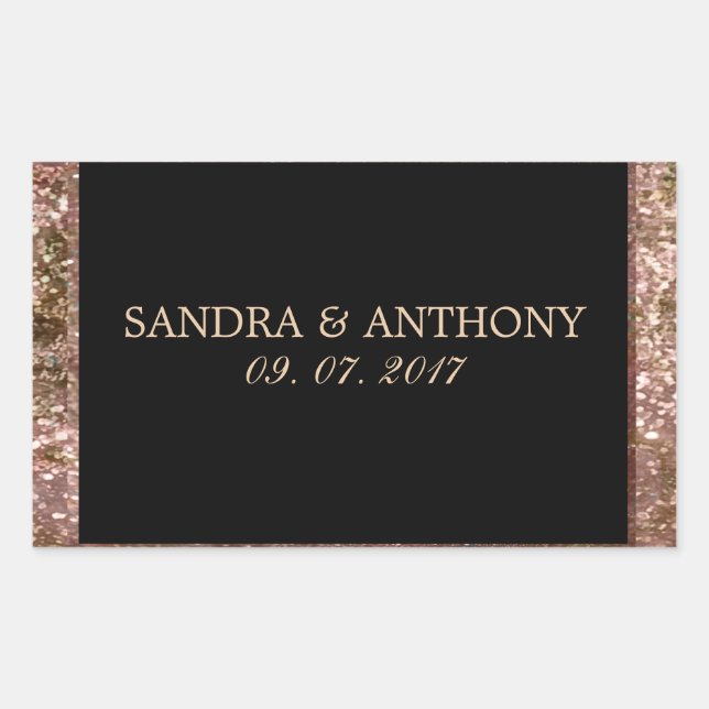 Elegant Rose Gold Glitter Wedding Sticker (Front)