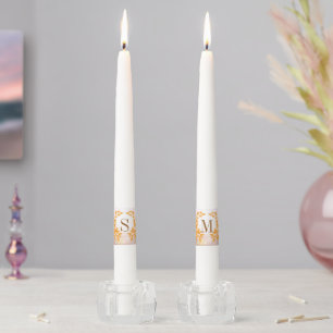 Elegant Rose Gold Glitter Wedding Taper Candle