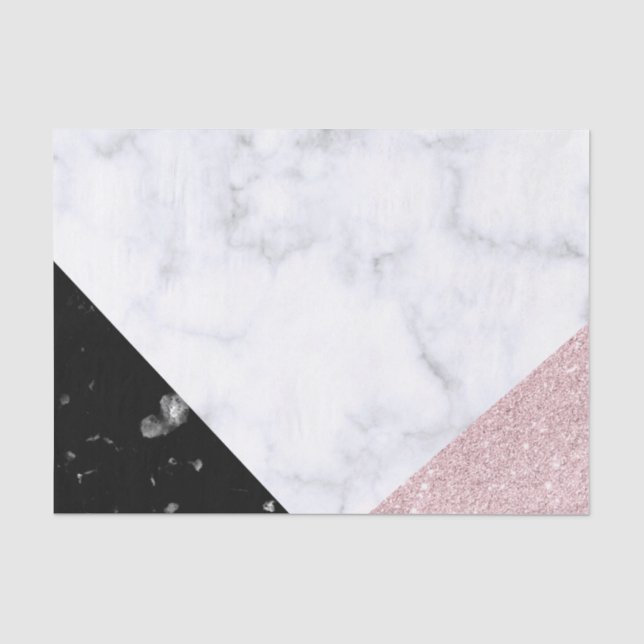 Elegant rose gold glitter white black marble tissue paper (Front)