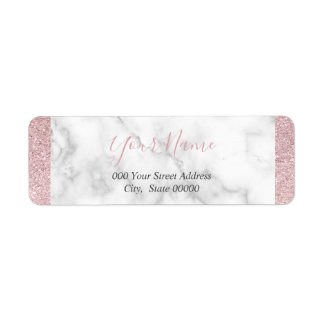 Elegant rose gold glitter white marble baby shower label