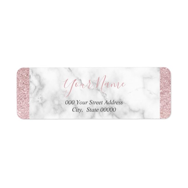Elegant rose gold glitter white marble baby shower label (Front)
