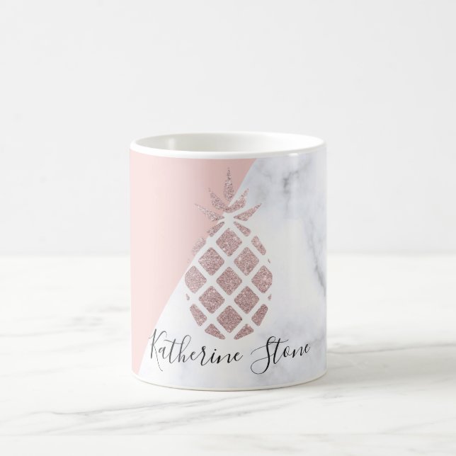 Elegant rose gold glitter white marble blush pink coffee mug (Center)