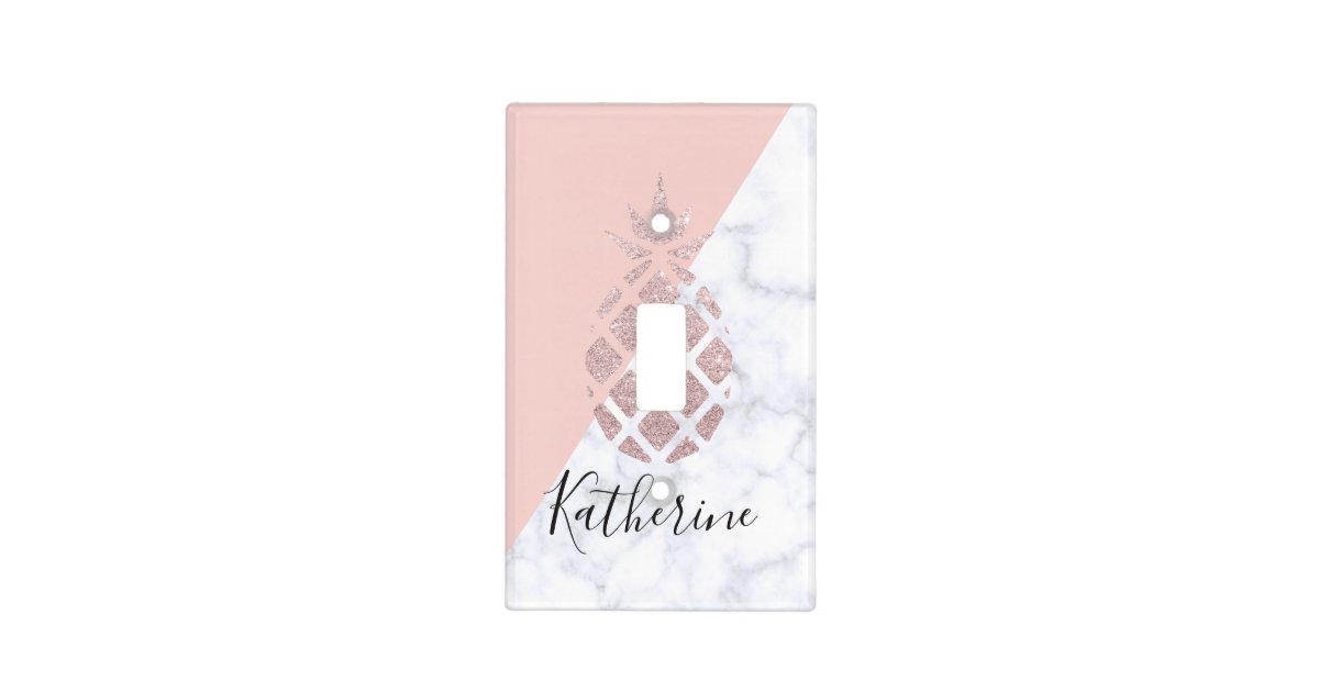 Elegant rose gold glitter white marble blush pink light switch cover ...