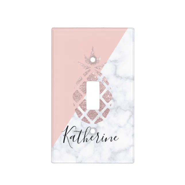 Elegant rose gold glitter white marble blush pink light switch cover ...