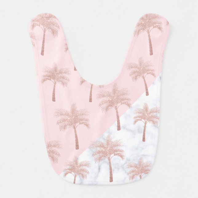 Elegant rose gold glitter & white marble pattern baby bib (Front)