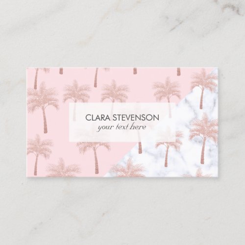 Elegant rose gold glitter  white marble pattern business card