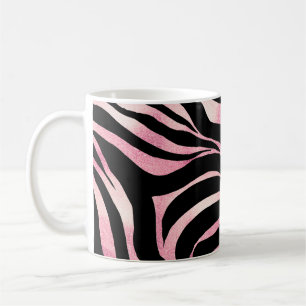 Elegant Rose Gold Glitter Zebra Black Animal Print Coffee Mug