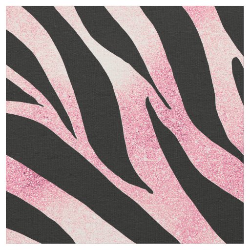 Elegant Rose Gold Glitter Zebra Black Animal Print Fabric