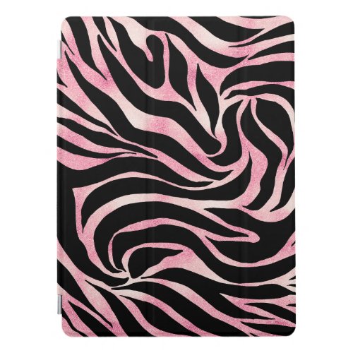 Elegant Rose Gold Glitter Zebra Black Animal Print iPad Pro Cover