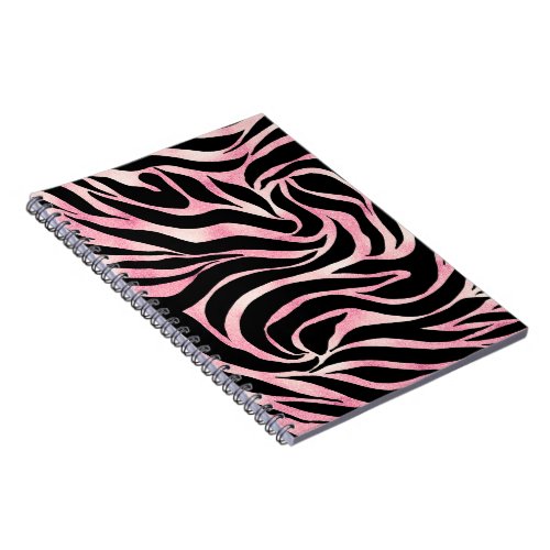 Elegant Rose Gold Glitter Zebra Black Animal Print Notebook