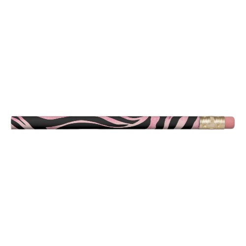 Elegant Rose Gold Glitter Zebra Black Animal Print Pencil