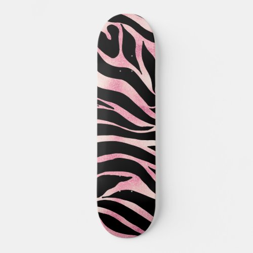 Elegant Rose Gold Glitter Zebra Black Animal Print Skateboard