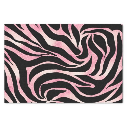 Elegant Rose Gold Glitter Zebra Black Animal Print Tissue Paper