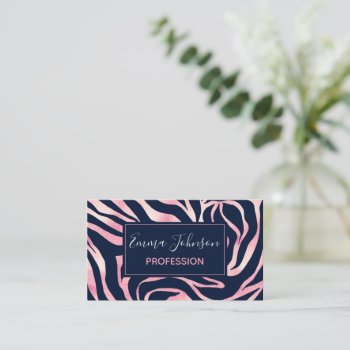 Elegant Rose Gold Glitter Zebra Blue Animal Print Business Card by NdesignTrend at Zazzle