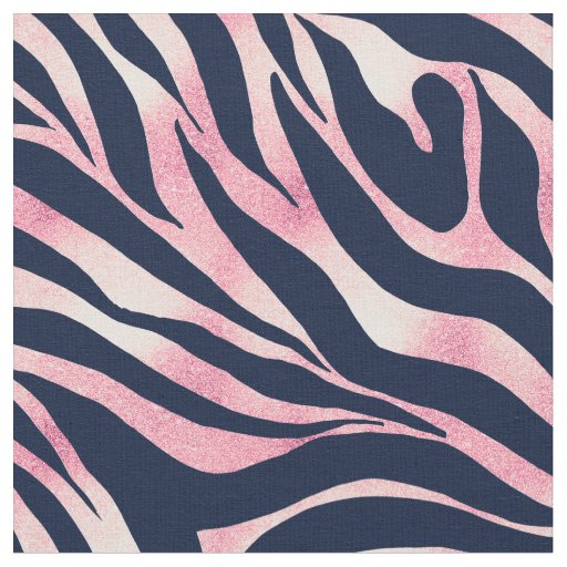 Elegant Rose Gold Glitter Zebra Blue Animal Print Fabric Zazzle