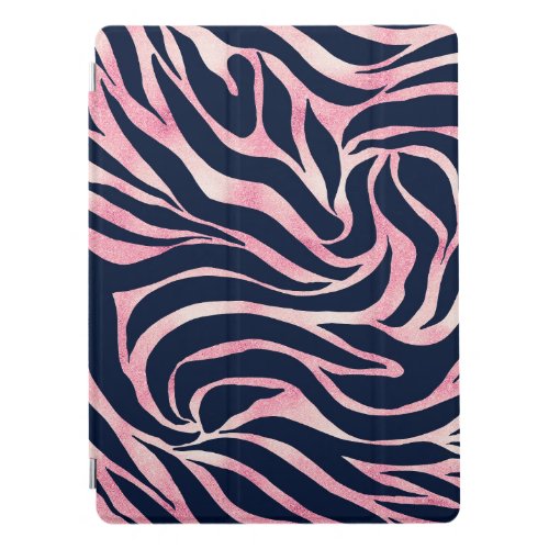 Elegant Rose Gold Glitter Zebra Blue Animal Print iPad Pro Cover