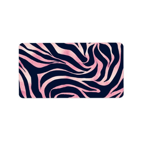 Elegant Rose Gold Glitter Zebra Blue Animal Print Label