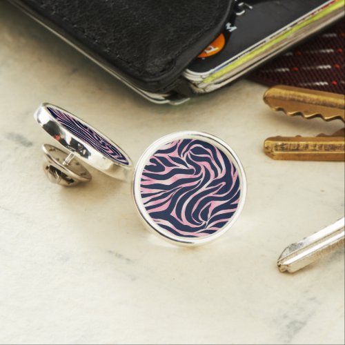 Elegant Rose Gold Glitter Zebra Blue Animal Print Lapel Pin