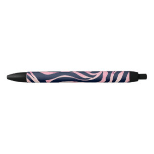 Elegant Rose Gold Glitter Zebra Blue Animal Print Pen
