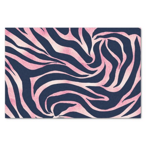 Elegant Rose Gold Glitter Zebra Blue Animal Print Tissue Paper