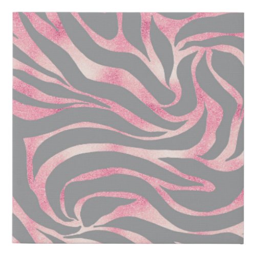 Elegant Rose Gold Glitter Zebra Gray Animal Print