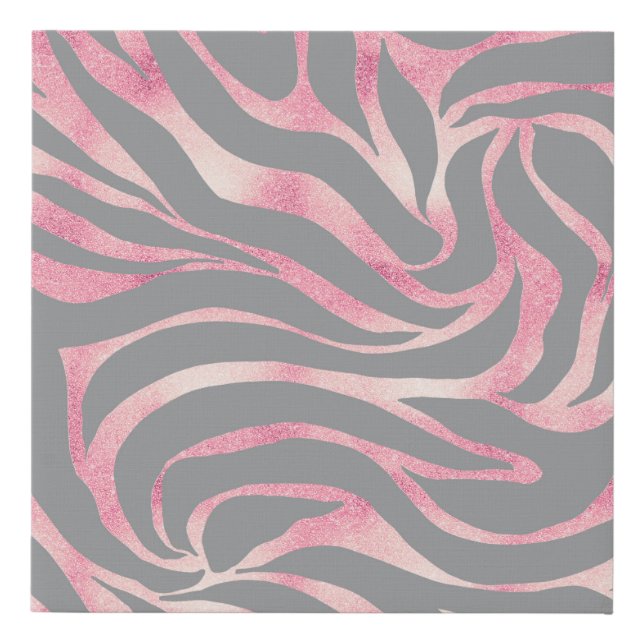 Elegant Rose Gold Glitter Zebra Gray Animal Print (Front)
