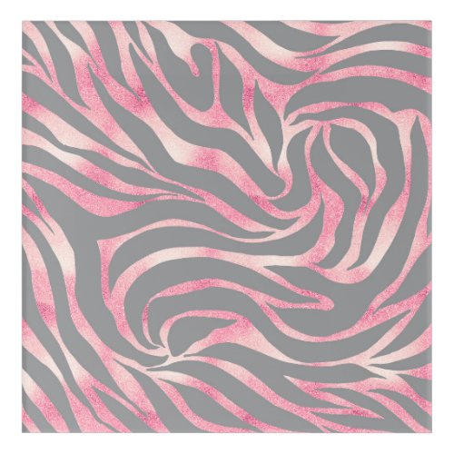 Elegant Rose Gold Glitter Zebra Gray Animal Print Acrylic Print