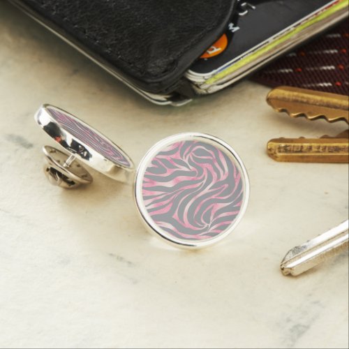Elegant Rose Gold Glitter Zebra Gray Animal Print Lapel Pin