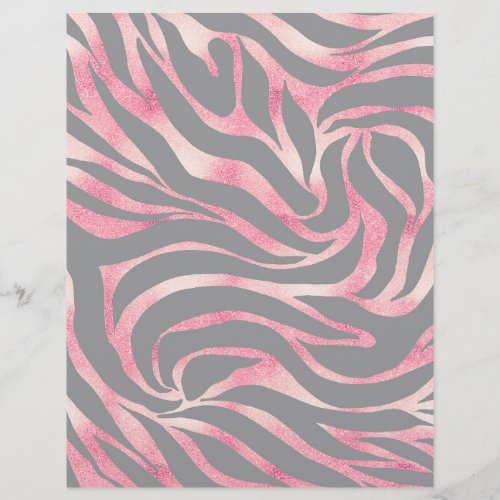 Elegant Rose Gold Glitter Zebra Gray Animal Print Letterhead
