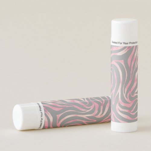 Elegant Rose Gold Glitter Zebra Gray Animal Print Lip Balm