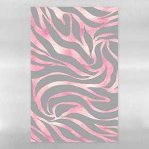 Elegant Rose Gold Glitter Zebra Gray Animal Print Magnetic Dry Erase Sheet