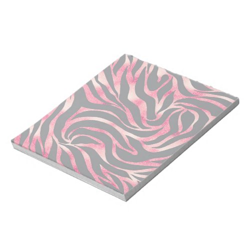 Elegant Rose Gold Glitter Zebra Gray Animal Print Notepad