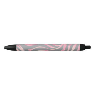 Elegant Rose Gold Glitter Zebra Gray Animal Print Pen