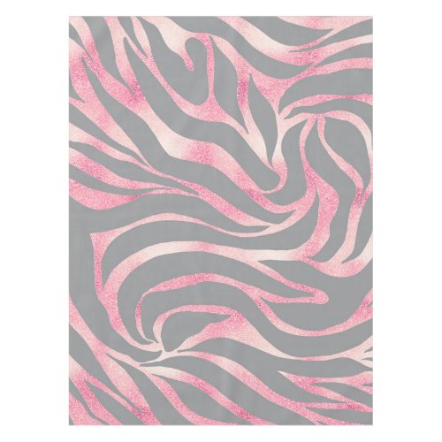 Elegant Rose Gold Glitter Zebra Gray Animal Print Tablecloth