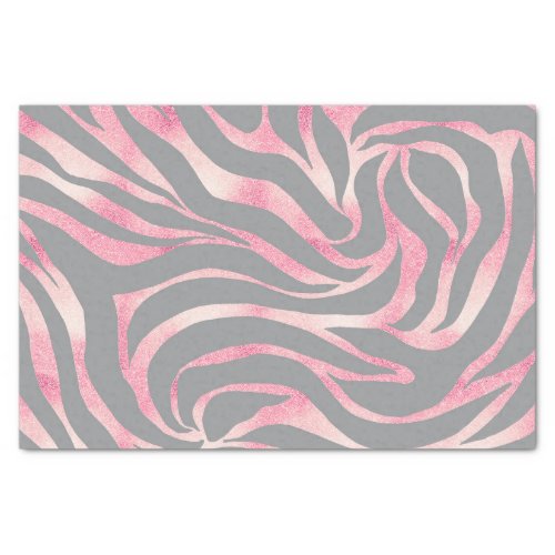 Elegant Rose Gold Glitter Zebra Gray Animal Print Tissue Paper