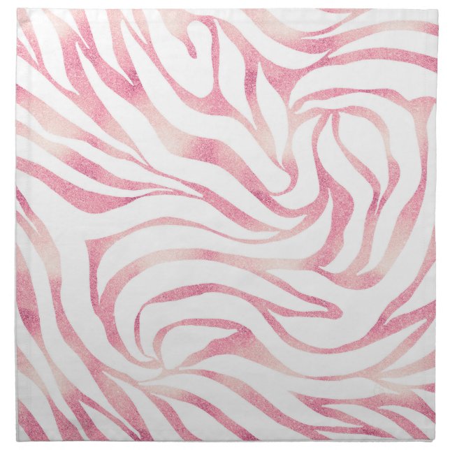 Elegant Rose Gold Glitter Zebra White Animal Print Cloth Napkin (Front)