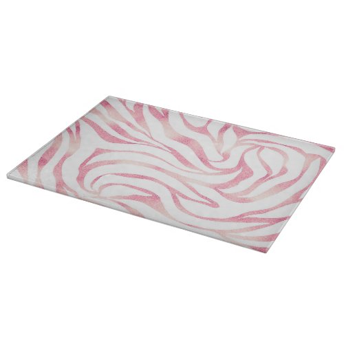 Elegant Rose Gold Glitter Zebra White Animal Print Cutting Board