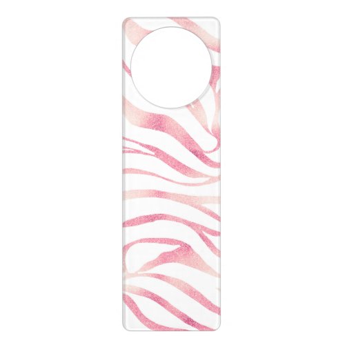 Elegant Rose Gold Glitter Zebra White Animal Print Door Hanger