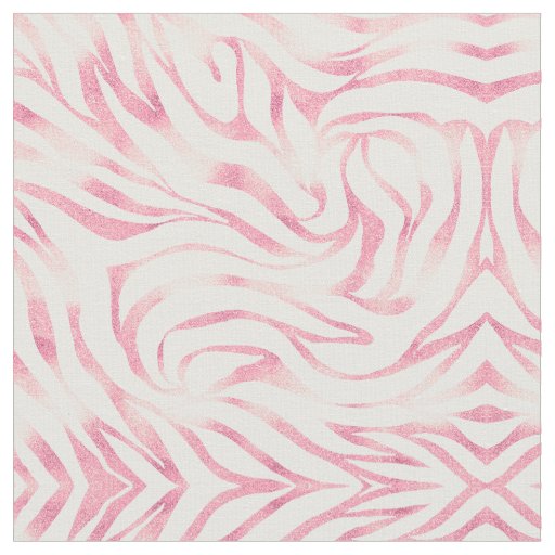 Elegant Rose Gold Glitter Zebra White Animal Print Fabric