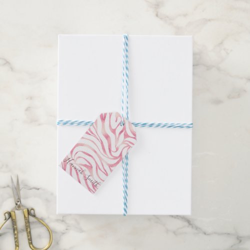 Elegant Rose Gold Glitter Zebra White Animal Print Gift Tags