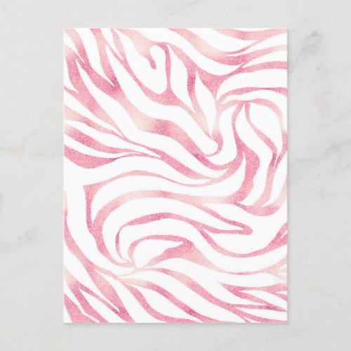 Elegant Rose Gold Glitter Zebra White Animal Print Holiday Postcard