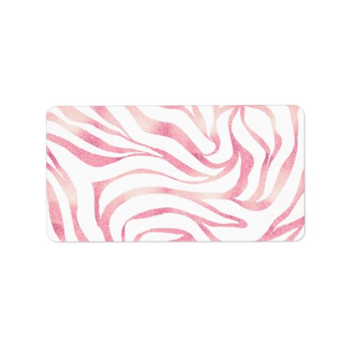 Elegant Rose Gold Glitter Zebra White Animal Print Label