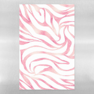 Elegant Rose Gold Glitter Zebra White Animal Print Magnetic Dry Erase Sheet
