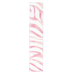 Elegant Rose Gold Glitter Zebra White Animal Print Medium Table Runner
