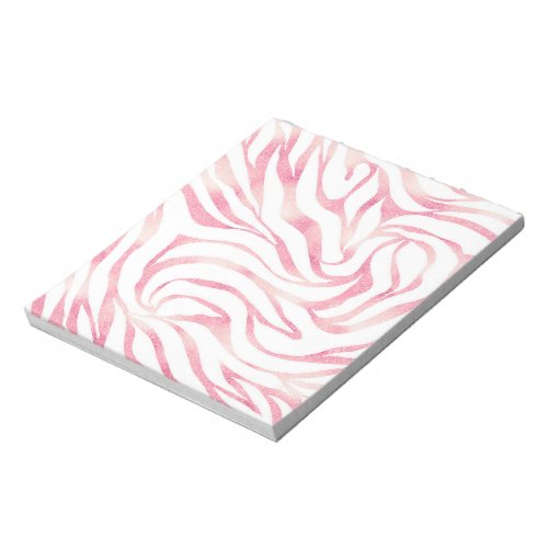 Elegant Rose Gold Glitter Zebra White Animal Print Notepad