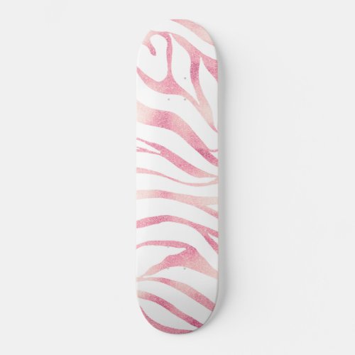 Elegant Rose Gold Glitter Zebra White Animal Print Skateboard