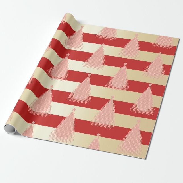 Elegant Rose Gold & Gold Christmas Tree Pattern Wrapping Paper (Unrolled)